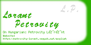 lorant petrovity business card